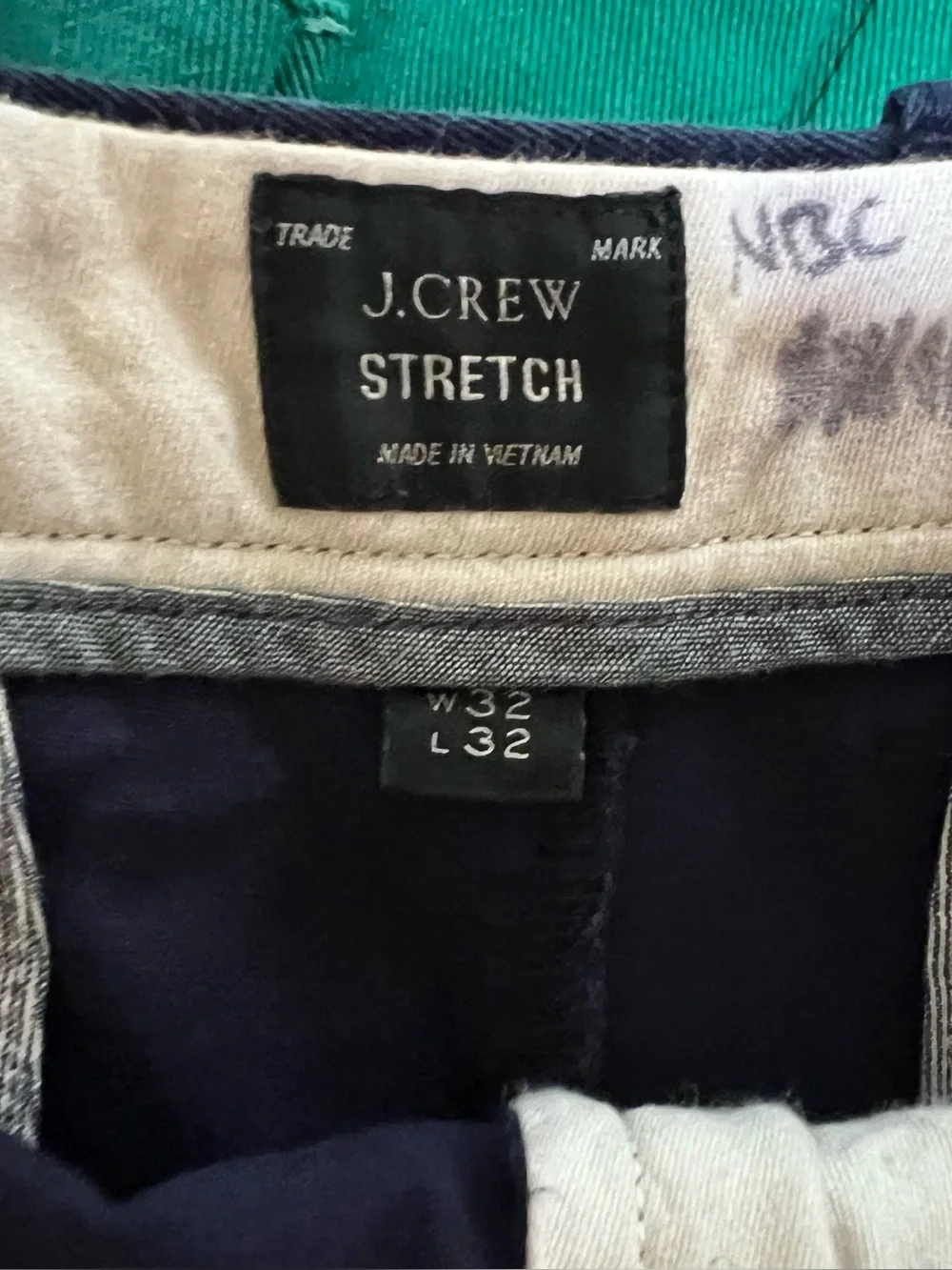 J.Crew Men’s Navy Stretch Chino Pants 34x33 Slim Straight Fit Blue Cotton